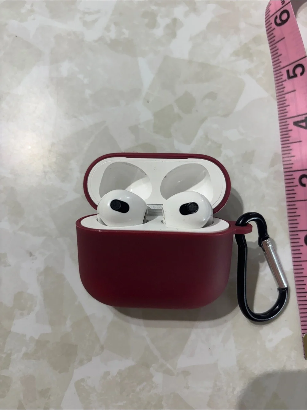 AirPods 3 Protective Burgundy Silicone Casewith Carabiner(AirPods not included)